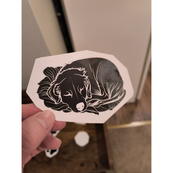 Dog Sleeping Sticker Decal Waterproof Paw Prints Puppy (Pack of 3) - Picture 2 of 10